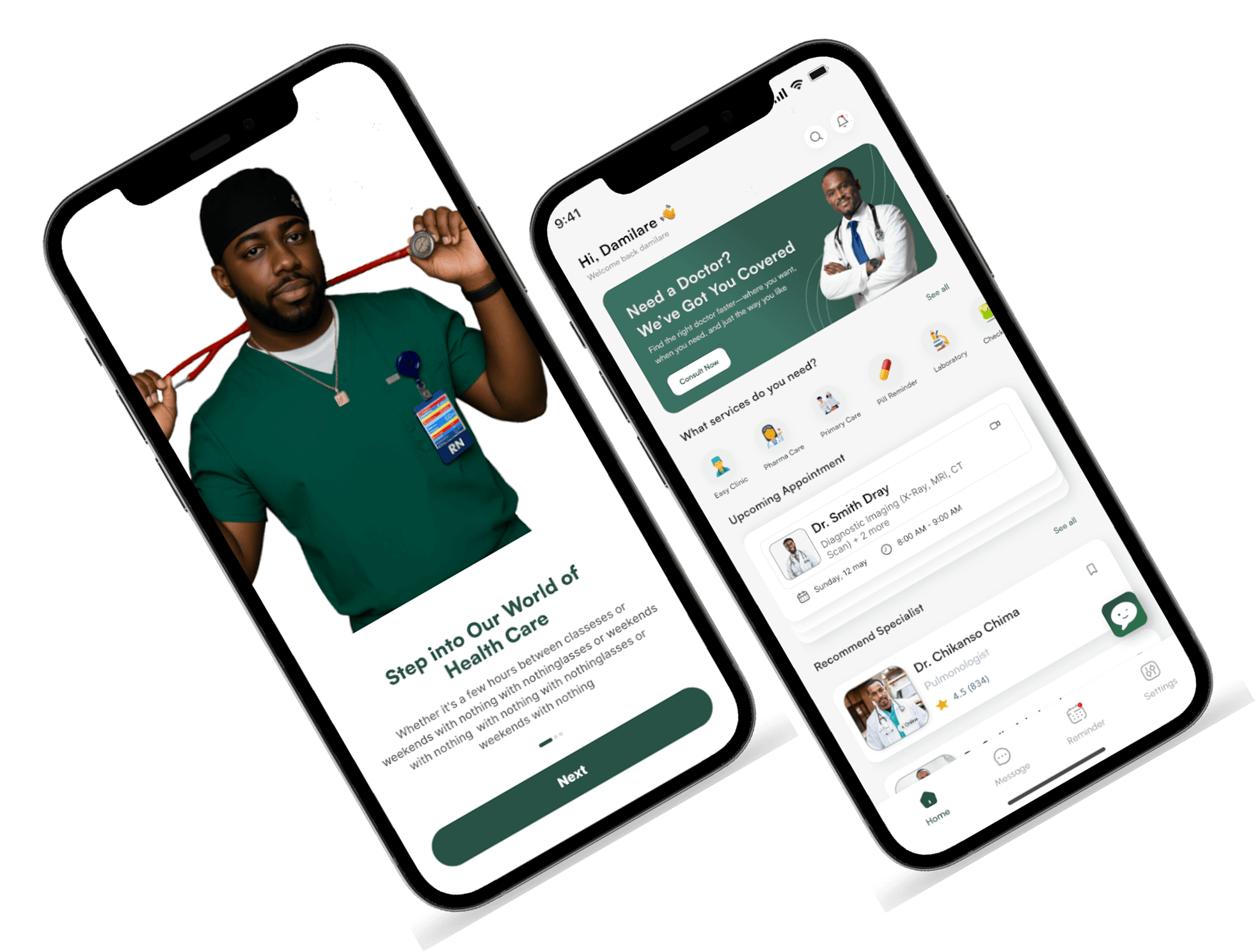 Cliniec mobile app interface